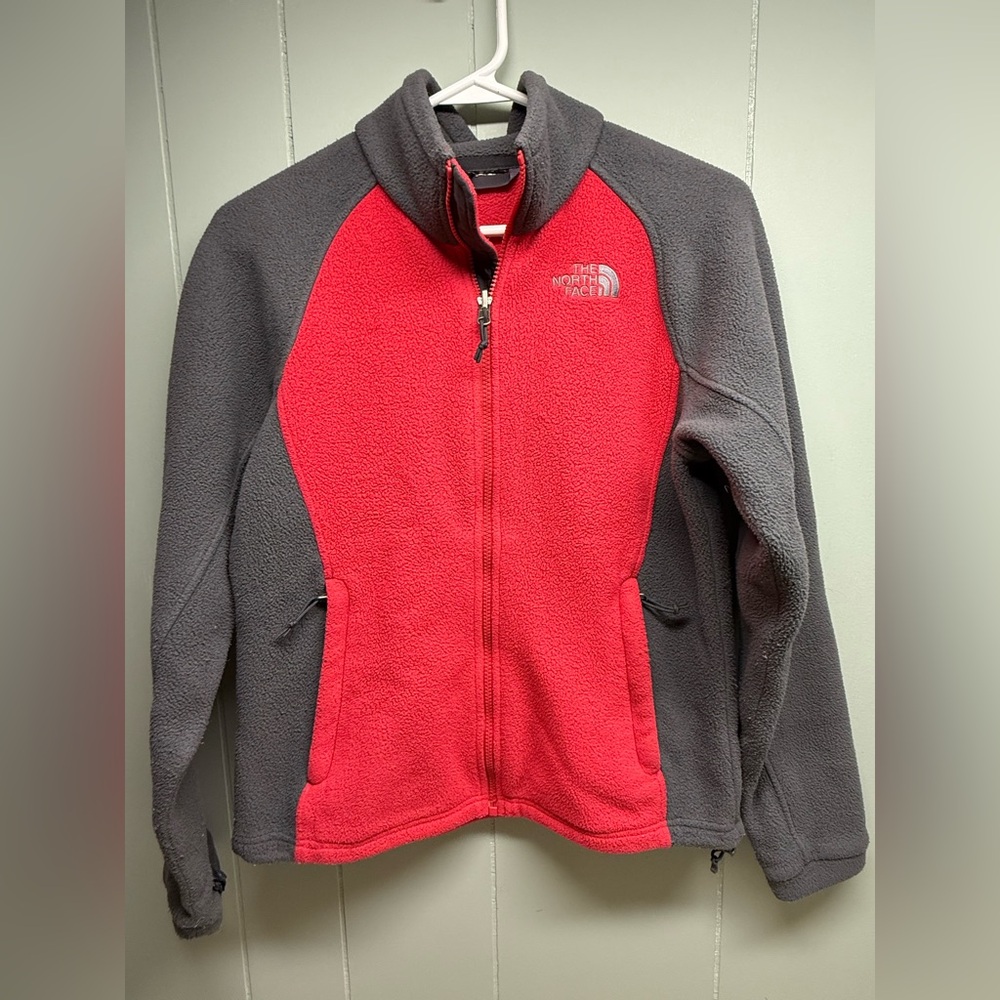 The North Face Red & Gray Colorblock Women's Teddy Fleece Jacket
